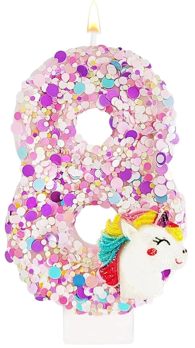 0-9 Number Birthday Candle,Happy Birthday Cake Candle， Unicorn Themed Party Supplies