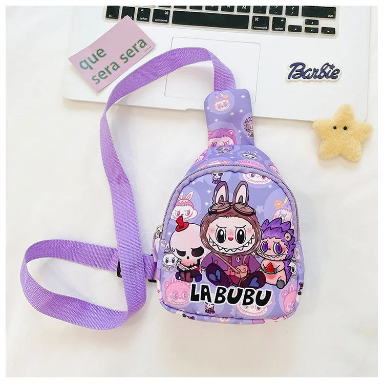 2024 new labubu POPMART LABUBU Children bag chest bag cartoon girl accessories bag trendy new one shoulder crossbody bag gifts