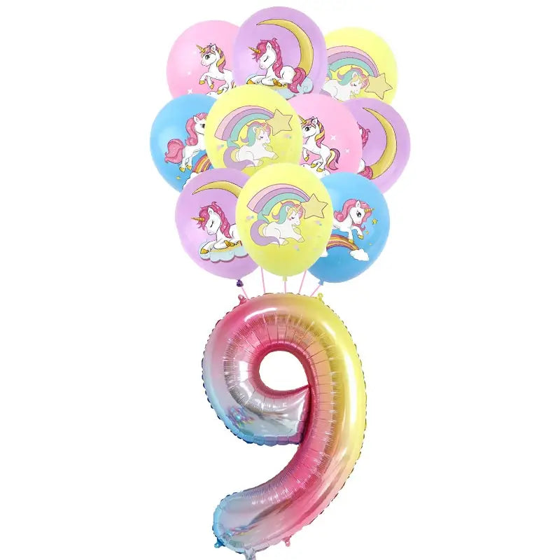 Unicorn Decoration For Birthday Girl Happy Birthday Unicorn Them Deco Kit Tableware Background Banner Balloons Supplies For Kids