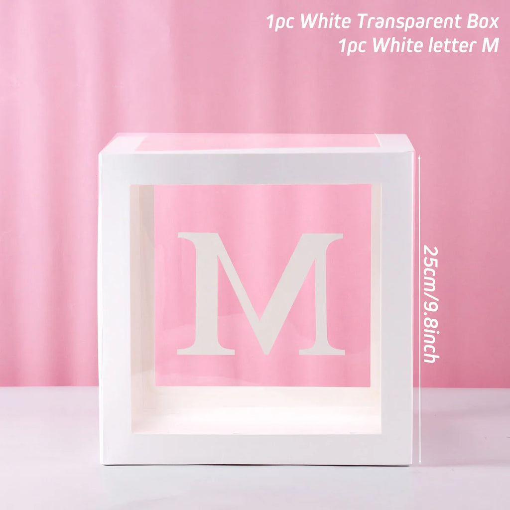 Transparent Baby Shower Box Boy Girl Birthday Decor 1st One First Birthday Wedding Party Decor Christening Babyshower Supplies