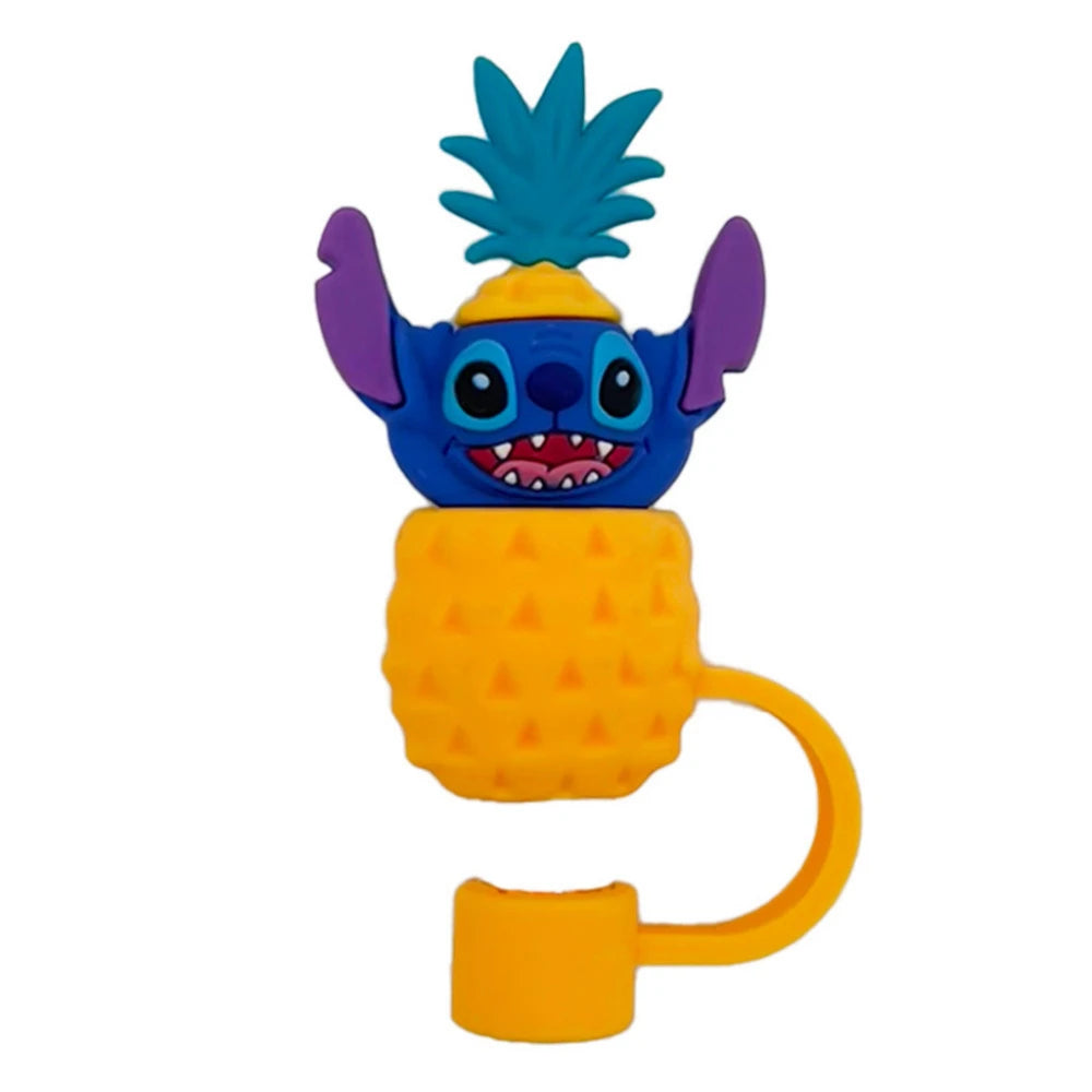 MINISO 1-7pcs 3D Stereo Stitch Straw Cover Cap 10MM Drink Straw Plug Reusable Fit Cup Accessories Straw Cap Charms Pendant Gift