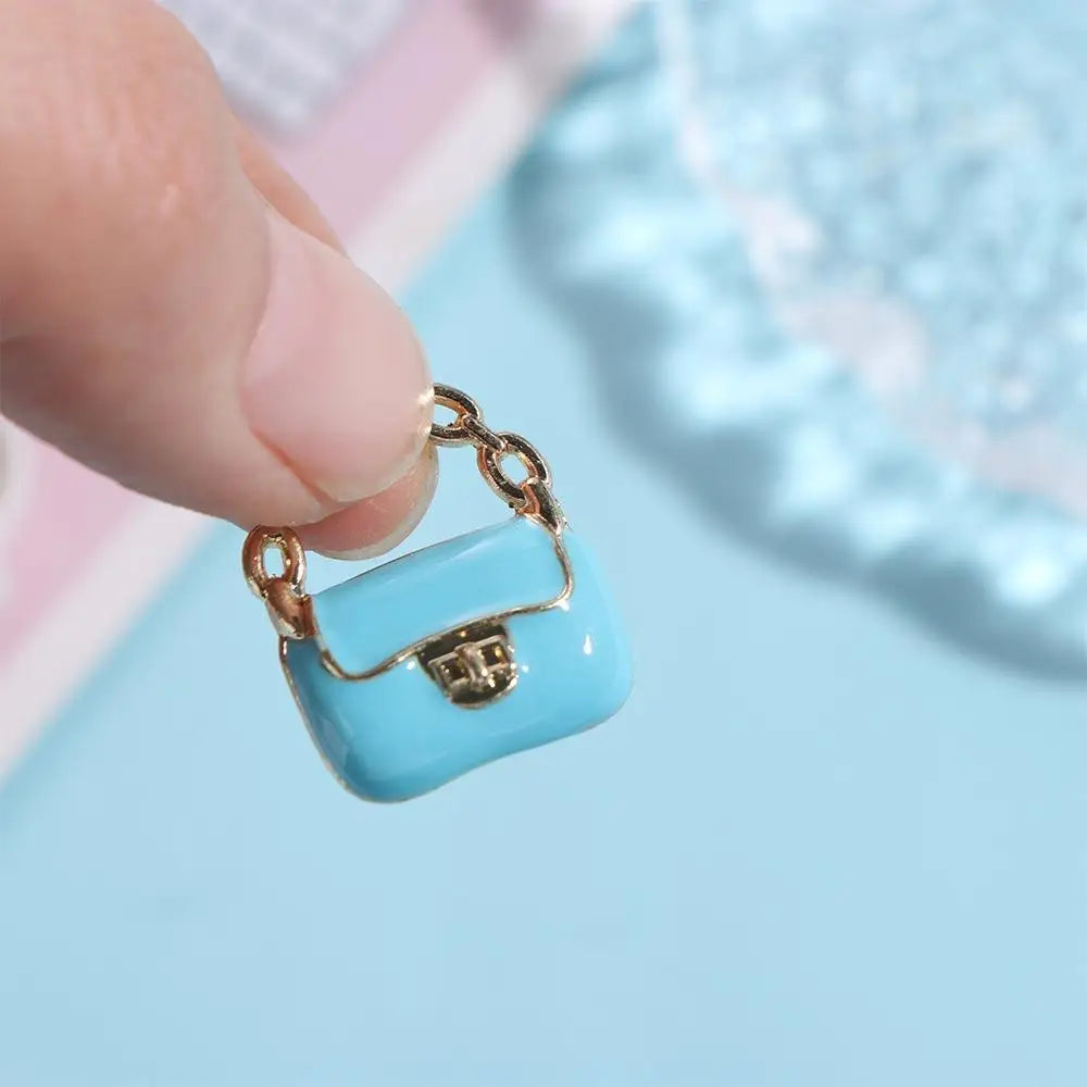 DIY Toy Dollhouse Miniature Metal Handbag Black/White Cute Doll Miniature Bag Decoration Fashion Dollhouse Mini Metal Chain Bag
