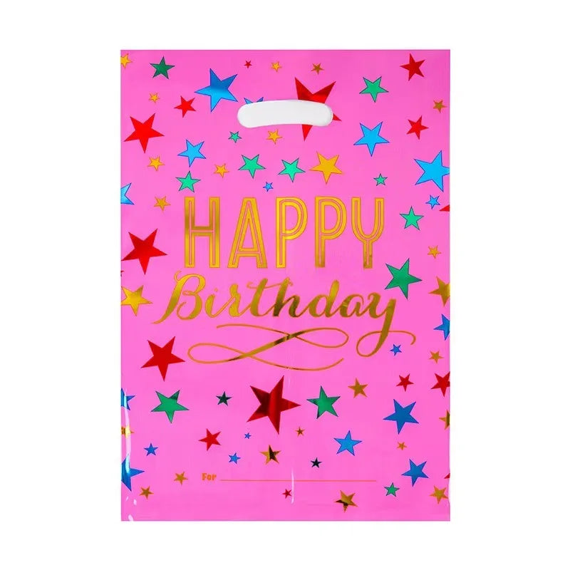 20pcs Printed Gift Bags Polka Dots Plastic Candy Bag Child Party Loot Bags Boy Girl Kids Birthday Party Favors Supplies Decor