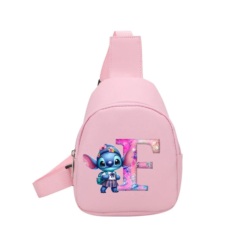 Cartoon Lilo&stitch Pu Chest Bag Mini Outdoor ShoulderBag Boy Girl Satchel Bags Costume Accessories Students Crossbady Bag Purse