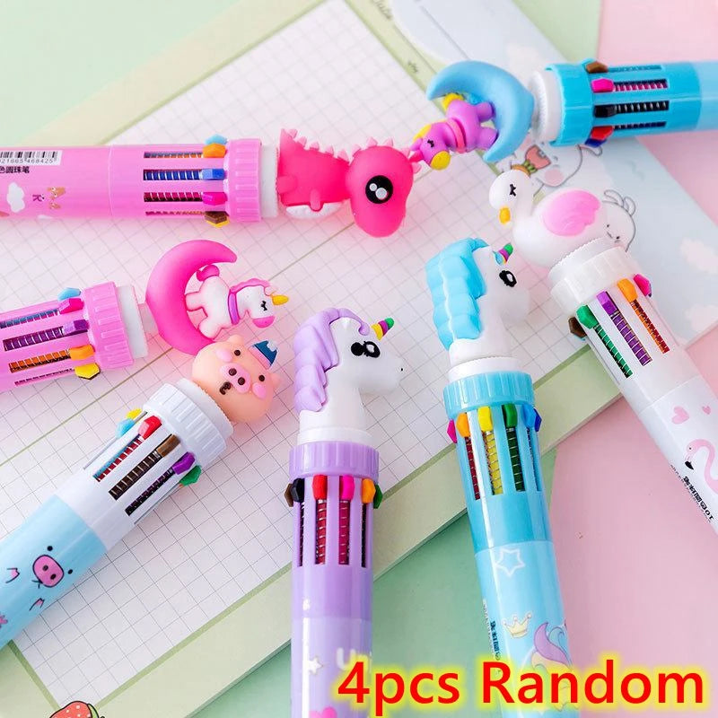 4PCS Cartoon Ballpoint Pen Gift Kids Favor Dinosaur Unicorn Birthday Party Children Prize Gift Christmas Wedding Guest Giveaways