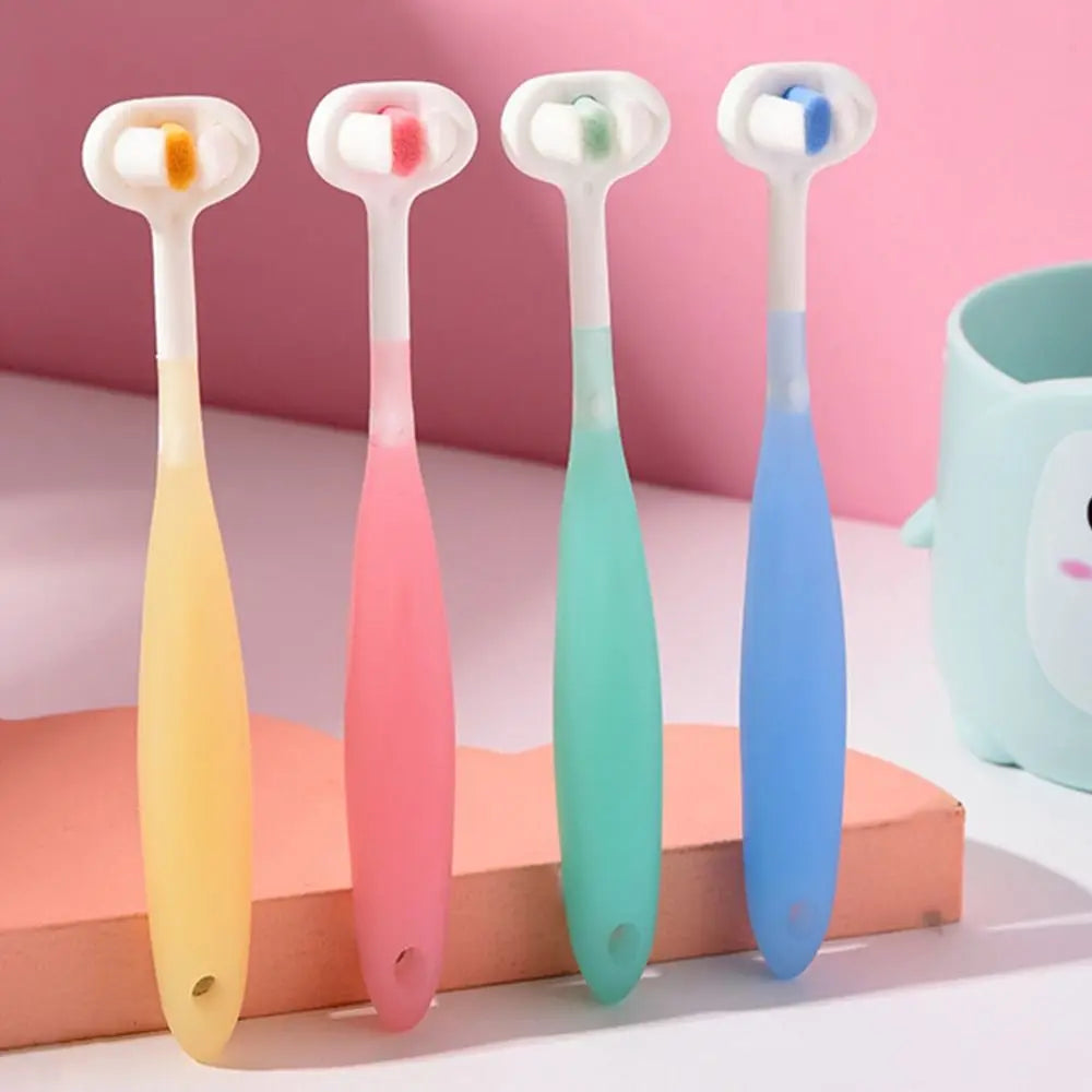 Candy Color Three Sided Toothbrush Teeth Clean 360 Degree 3D Tooth Brush Deep Cleaning Soft Bristle Oral Care Brush Boy Girl