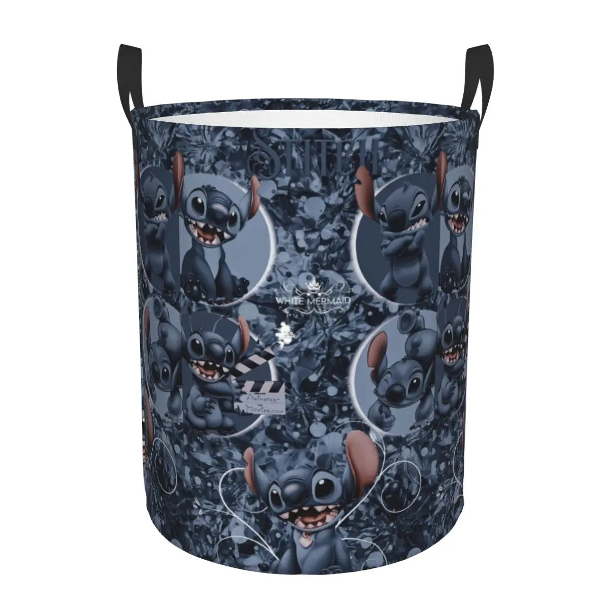 Customized SLilo And Stitch Cartoon Laundry Hamper Large Storage Basket Anime Kids Nursery Toy Organizer