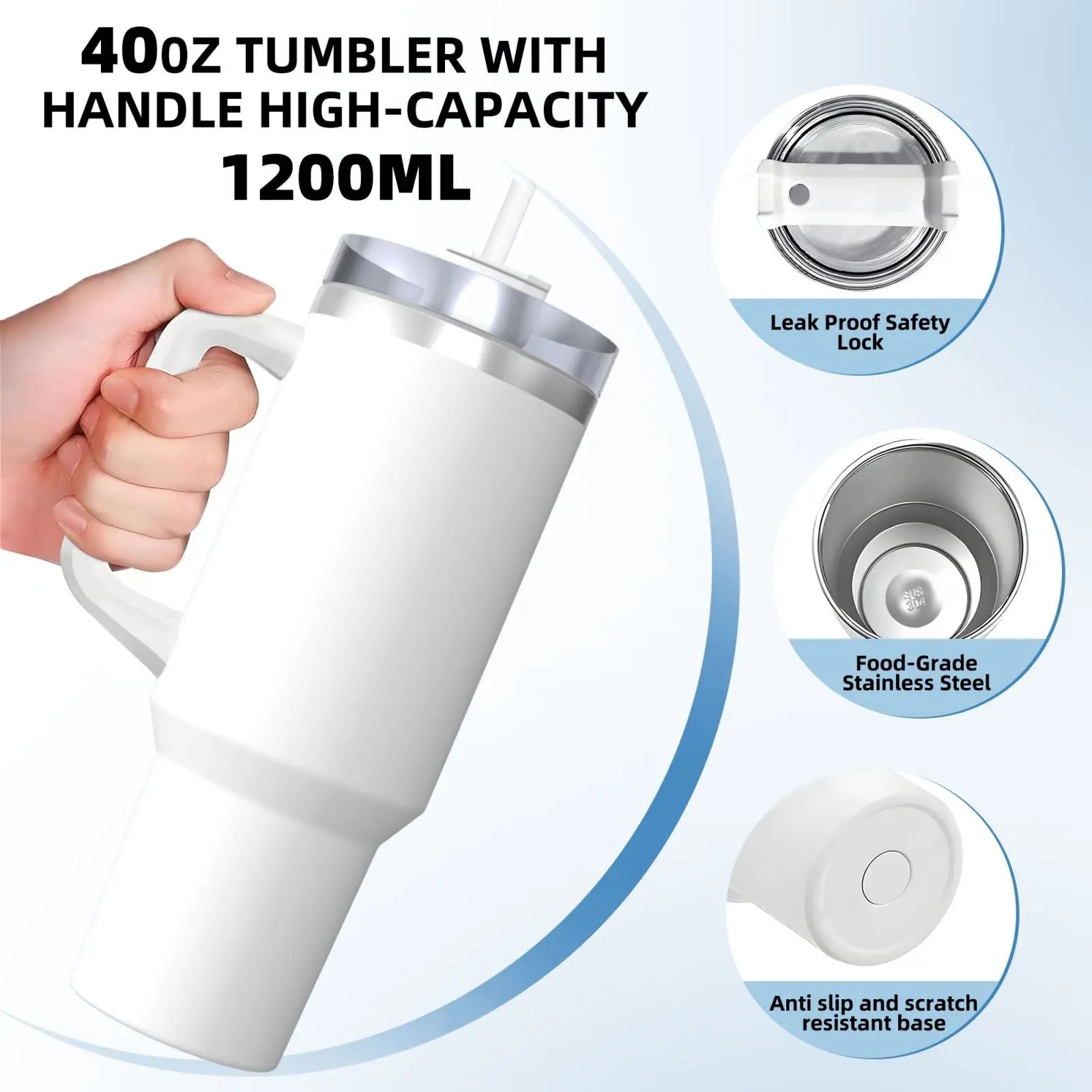 Stainless Steel Tumbler   Stitch Mugs Cup With Straws Travel Cold and Hot Water Bottle Heat Preservation 40oz Thermal Mug