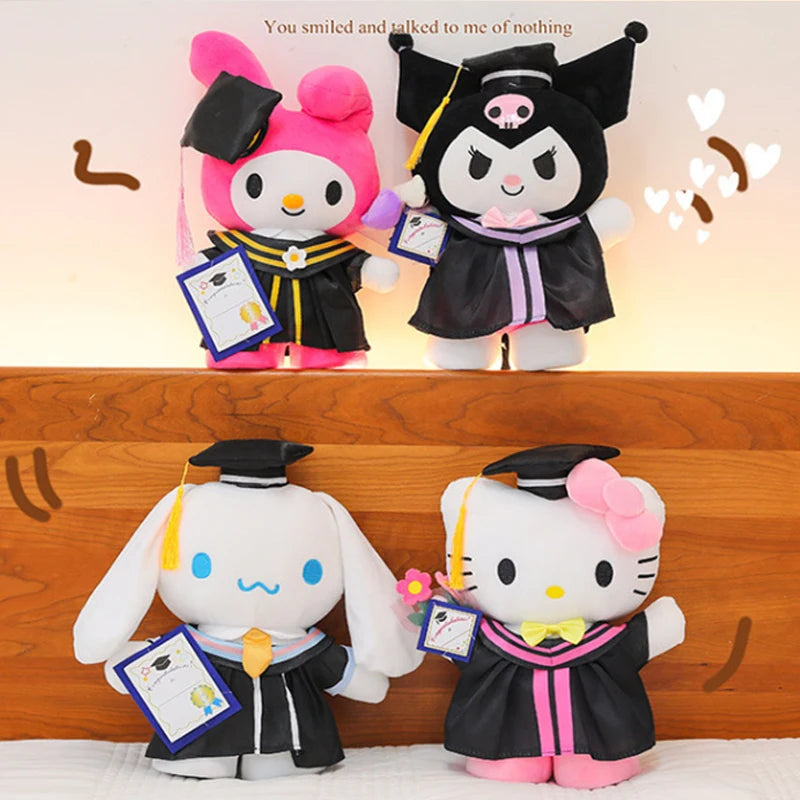 25cm Sanrio Stitch Hello Kitty Graduation Plush Toys Pochacco Soft Tuffed Animals Christmas Birthday Christmas Graduation Gifts