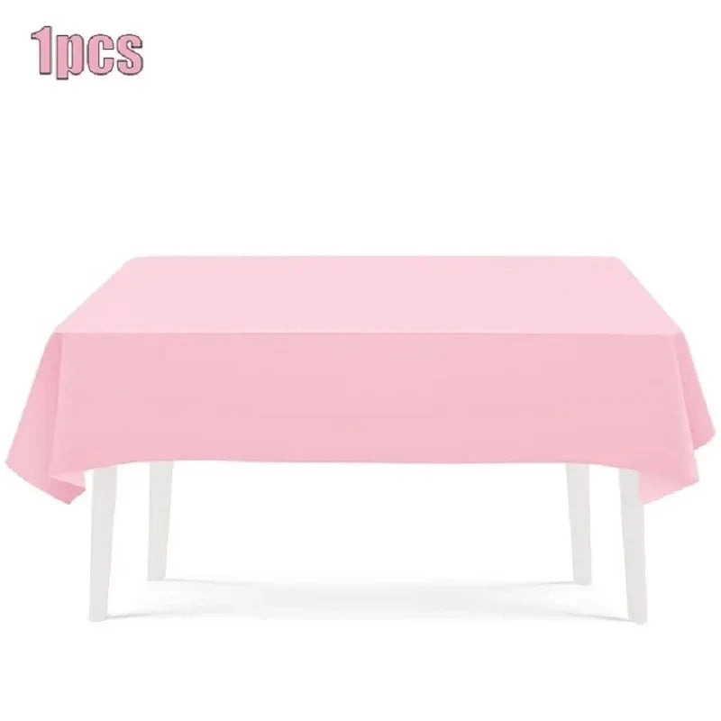 Solid Color Party Set Light Pink Tableware Paper Cup Paper Plate Tablecloth Wedding Birthday Bride Party Supplies Decorations