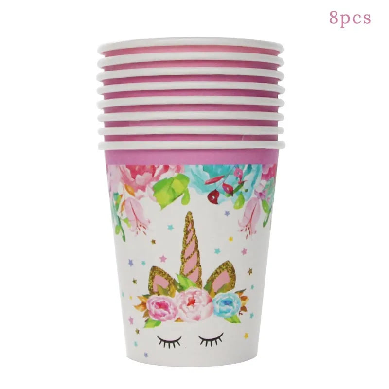 Unicorn Birthday Decorations for Girl Plate Napkin Cup cake topper Unicorn Party Supplies Kids Birthday Party Decor Baby Shower