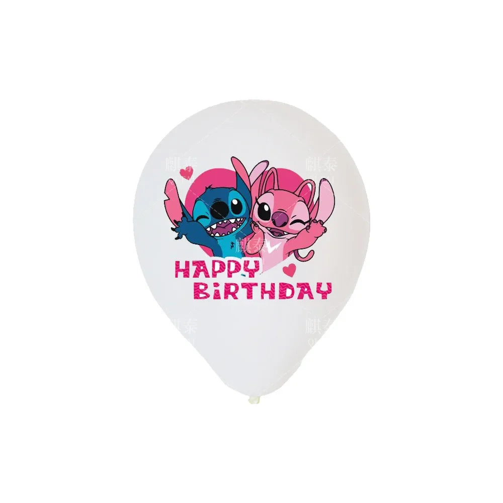 10pcs Angel Lilo Stitch Party Balloons 12" Latex Balloons Set for Pink Stitch Baby Shower Birthday Party Supplies Decorations