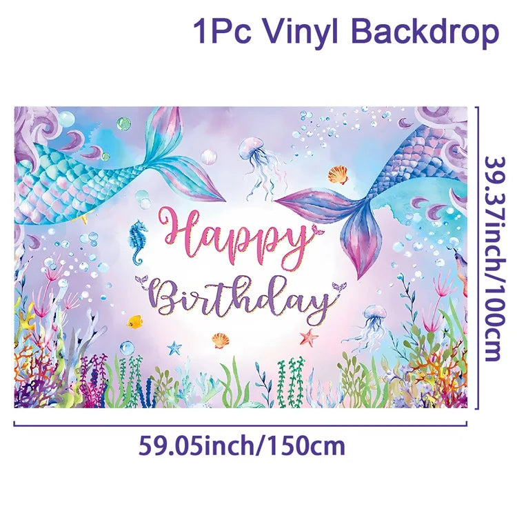 Little Mermaid Party Decor 1st One Birthday Party Kids Girl Mermaid Party Gifts Mermaid Brithday Party Supplies Baby Shower