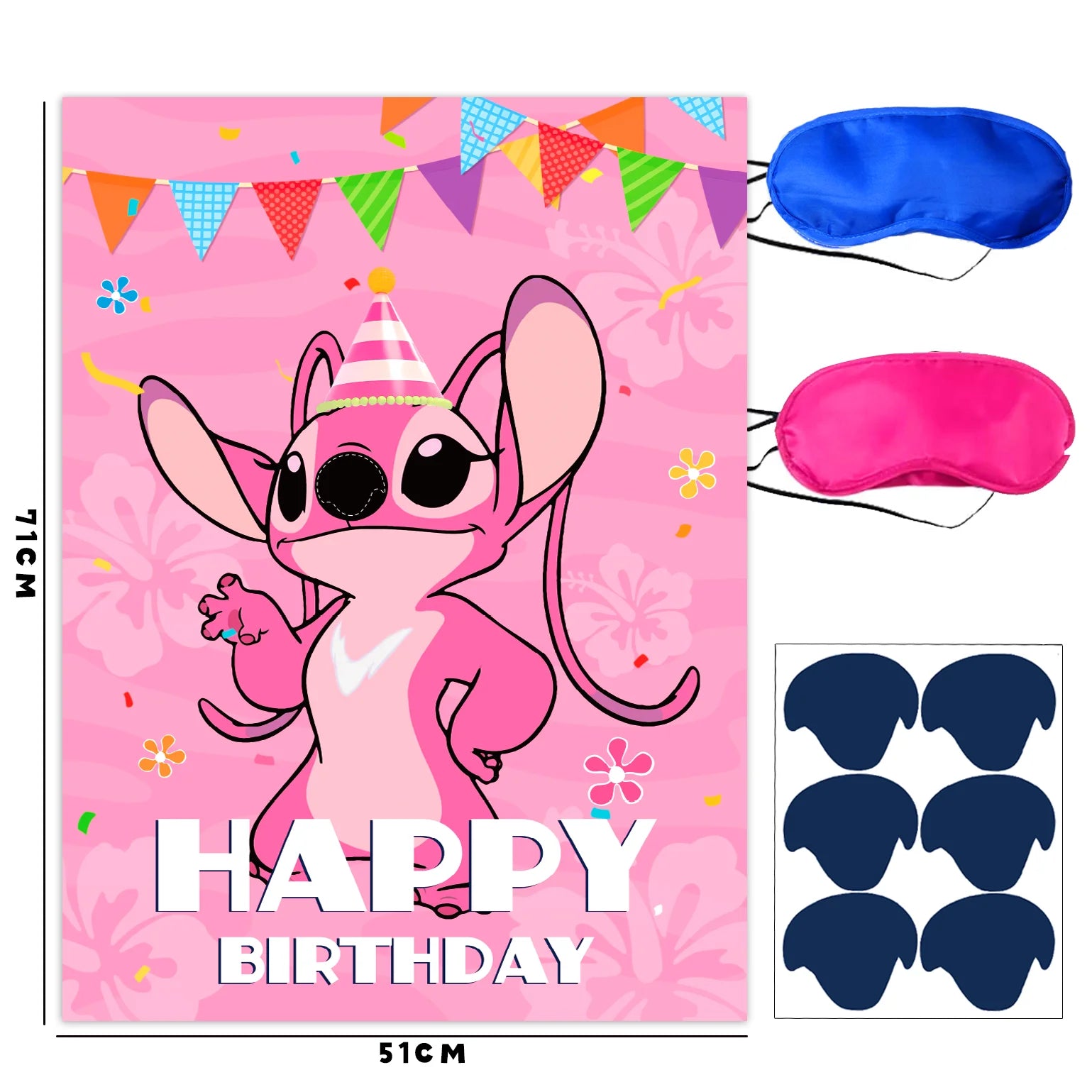 Pin The Nose on The lilo Stitch Birthday Party Game Stickers Poster Stitch Party Background Party Game Kids Favor Gifts Supplies