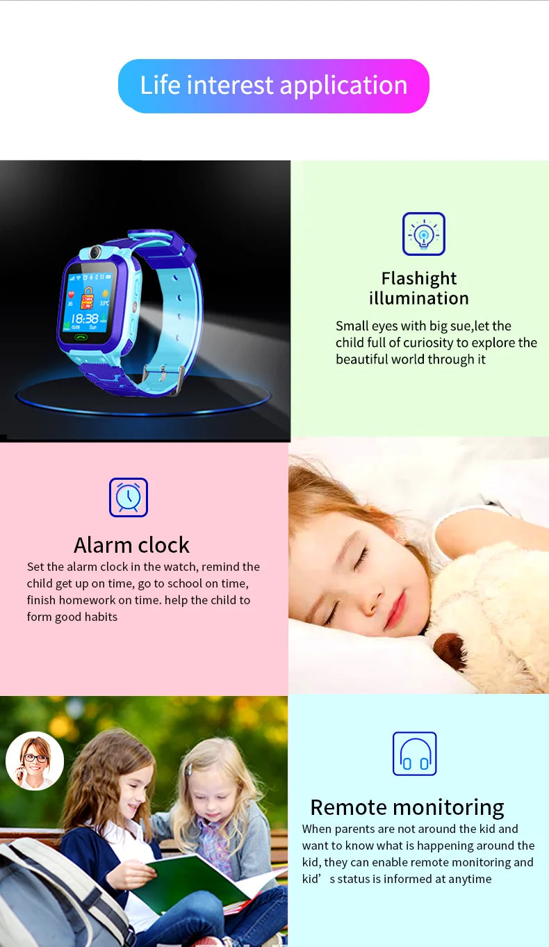 Kids Smart Watch SOS Antil-lost GPS Location Camera Sim Card Call IP67 Waterproof Smart Watch For Android Ios Kids Gift 2025New