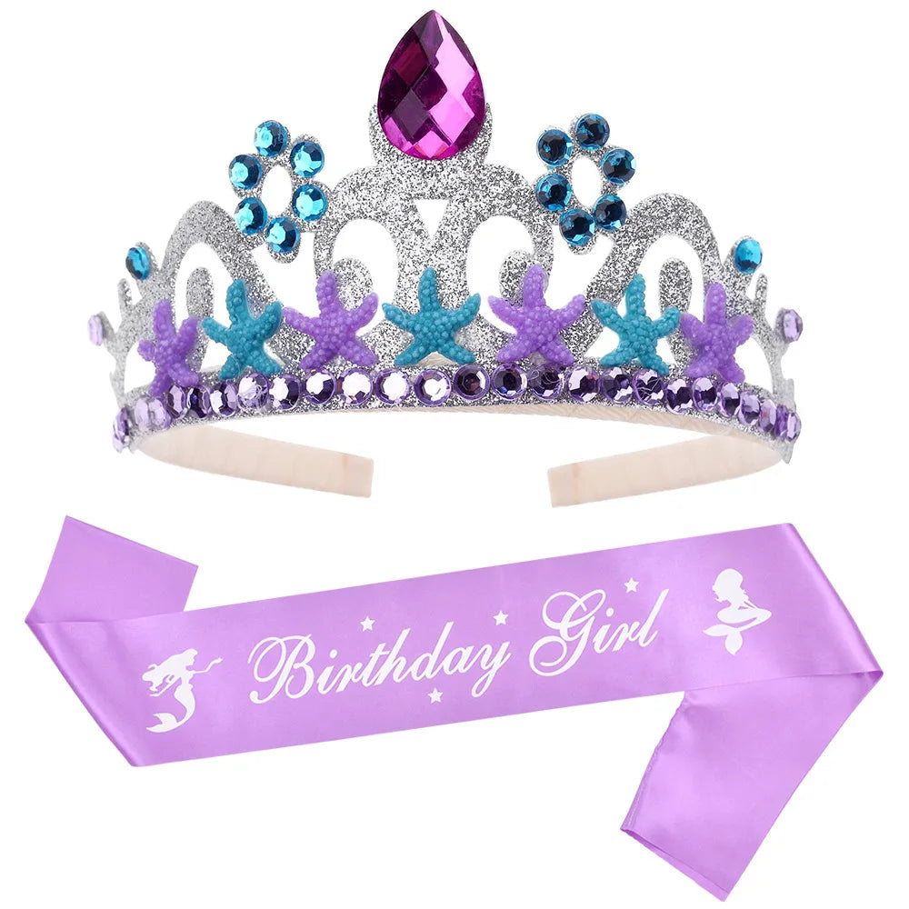 156*9.5cm Mermaid Birthday Girl Shoulder Strap Mermaid Party Crown Under The Sea Party Sea Animal Party Decor Girls Favor