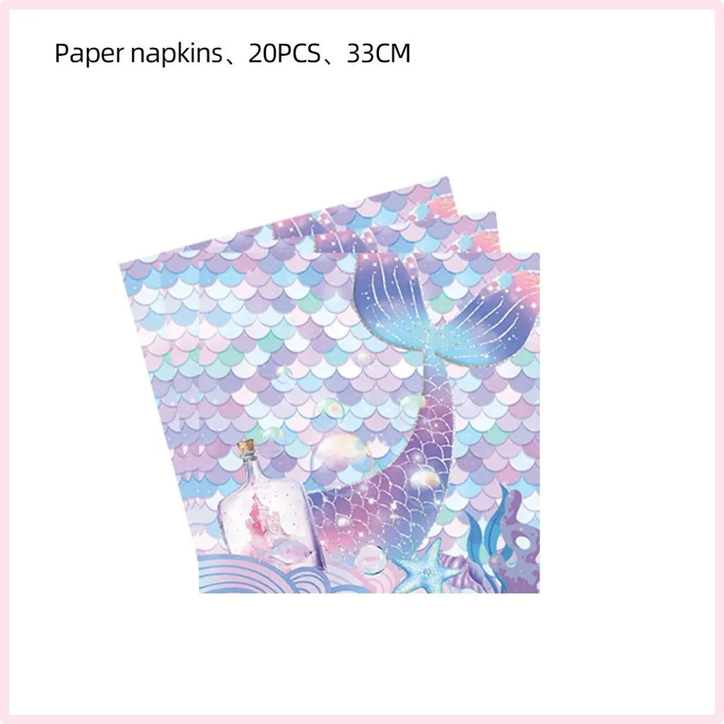 Mermaid Birthday Party Decorations Mermaid Theme Tableware Hanging Banner Candy Box Banner Party Decoration Supplies For Kids