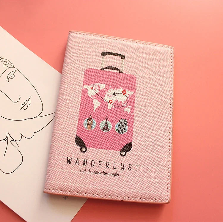 Fashion Men Women Travel Leather Passport Holder Card Case Protector Cover Floral Wallet Bags Flower Passport Cover for girls