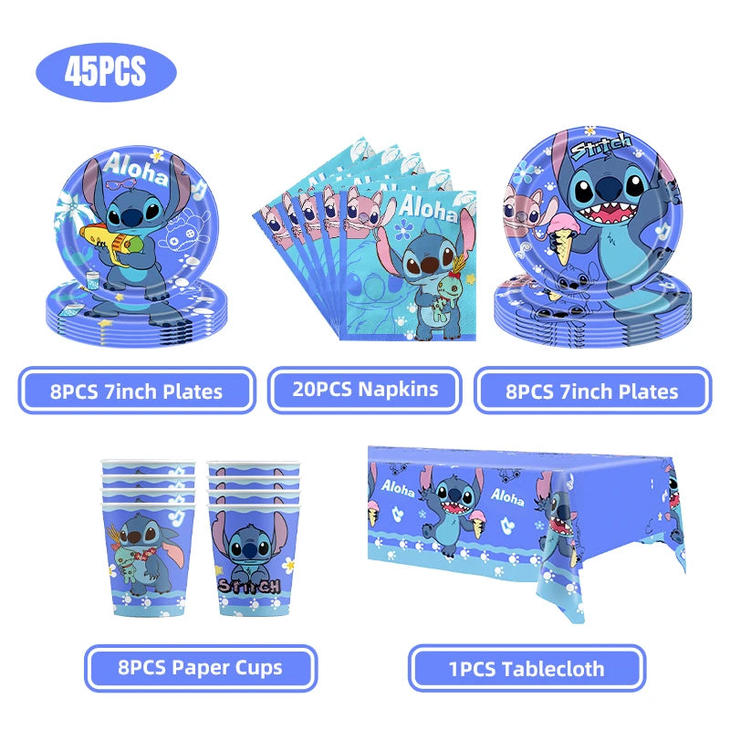 Stitch Party Supplies For Child Lilo And Stitch Birthday Party Decorations Balloons Banner Tablecloth Backdrop Tableware
