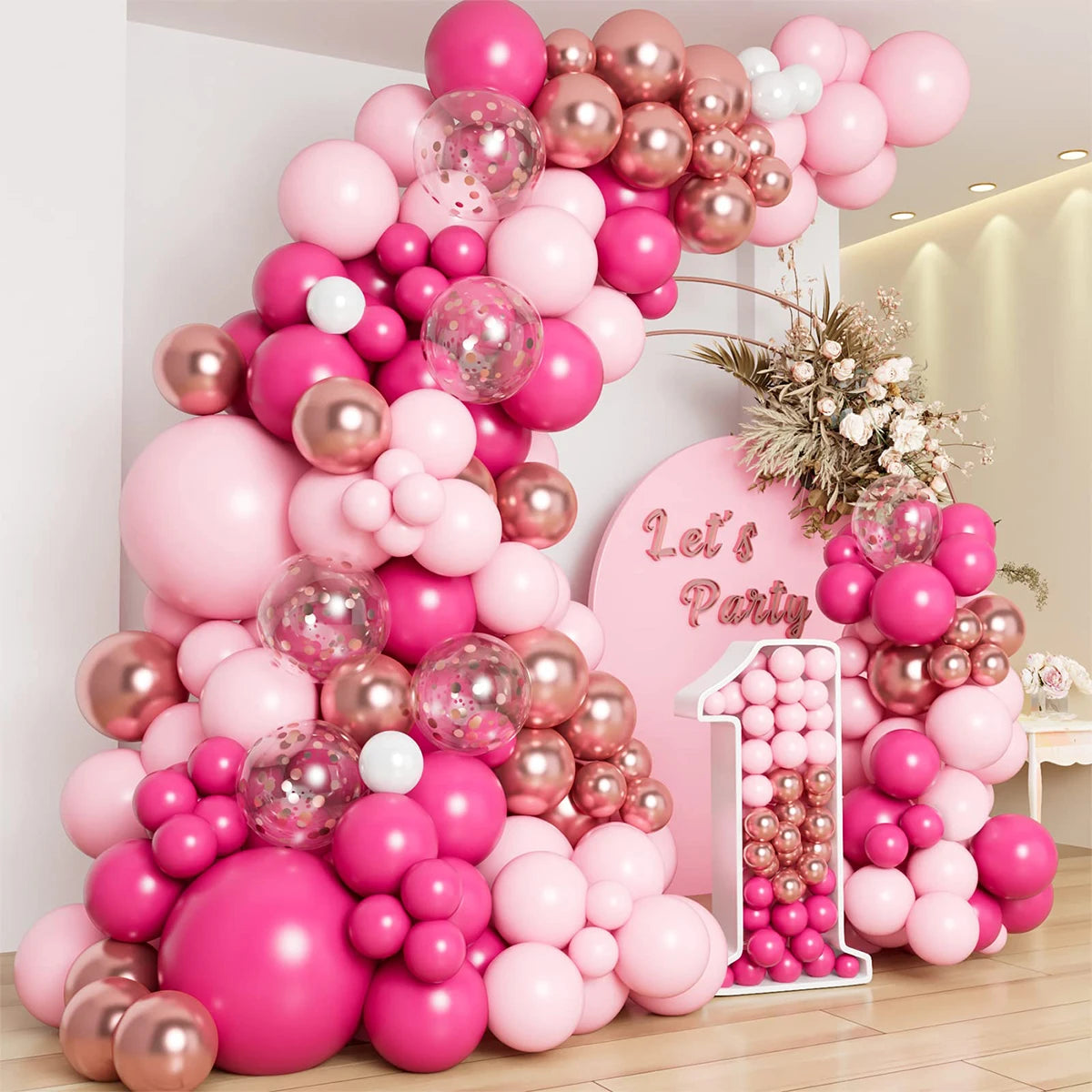 Pink Gold Balloon Garland Arch Kit Birthday Party Decor Kids Girl Wedding Birthday Party Baloon Supplies Baby Shower Latex Balon