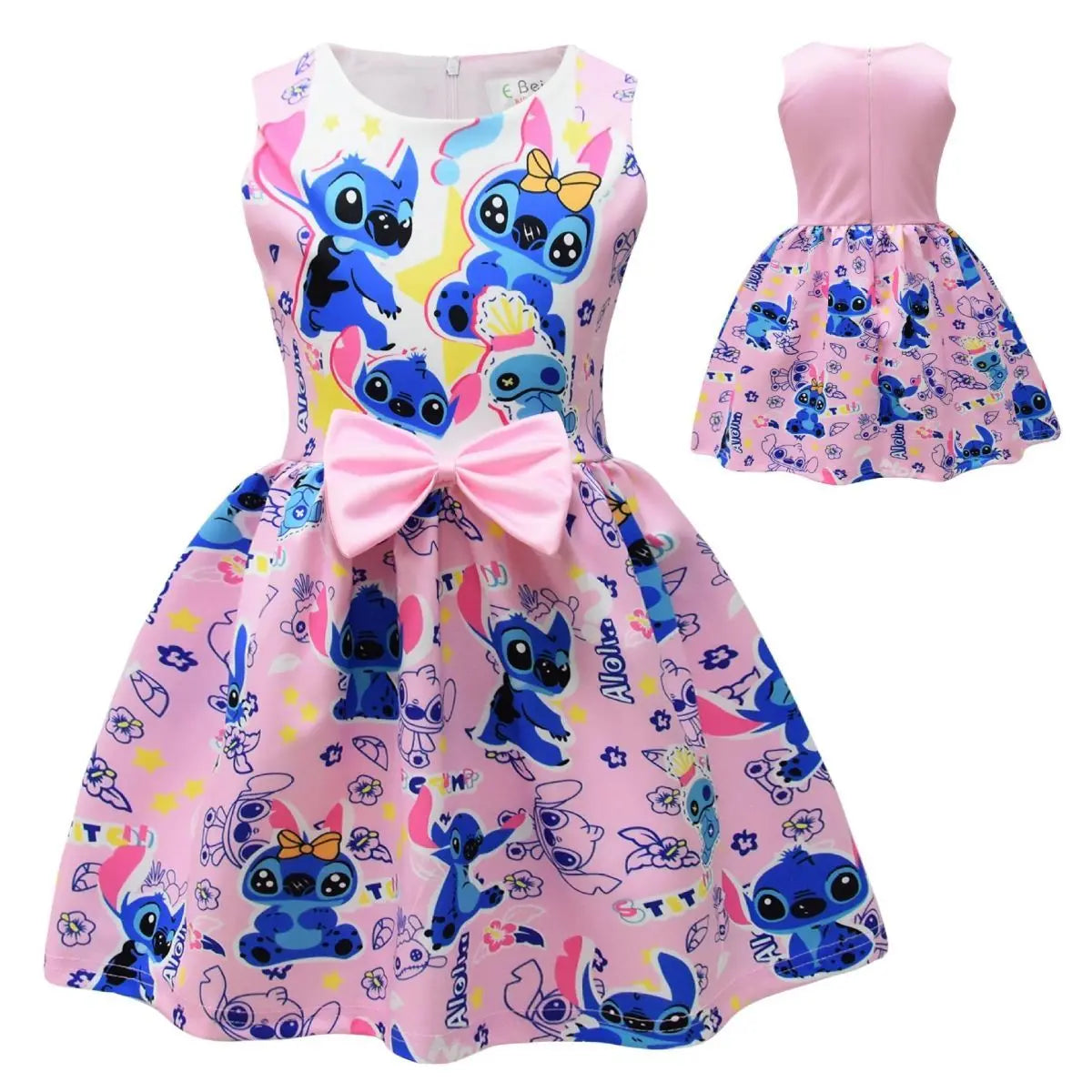 Lilo & Stitch Girls Dress Cute Cartoon Fashion Kids Holiday Cosplay Dress Girl Summer Stitch Princess Dress Birthday Gift