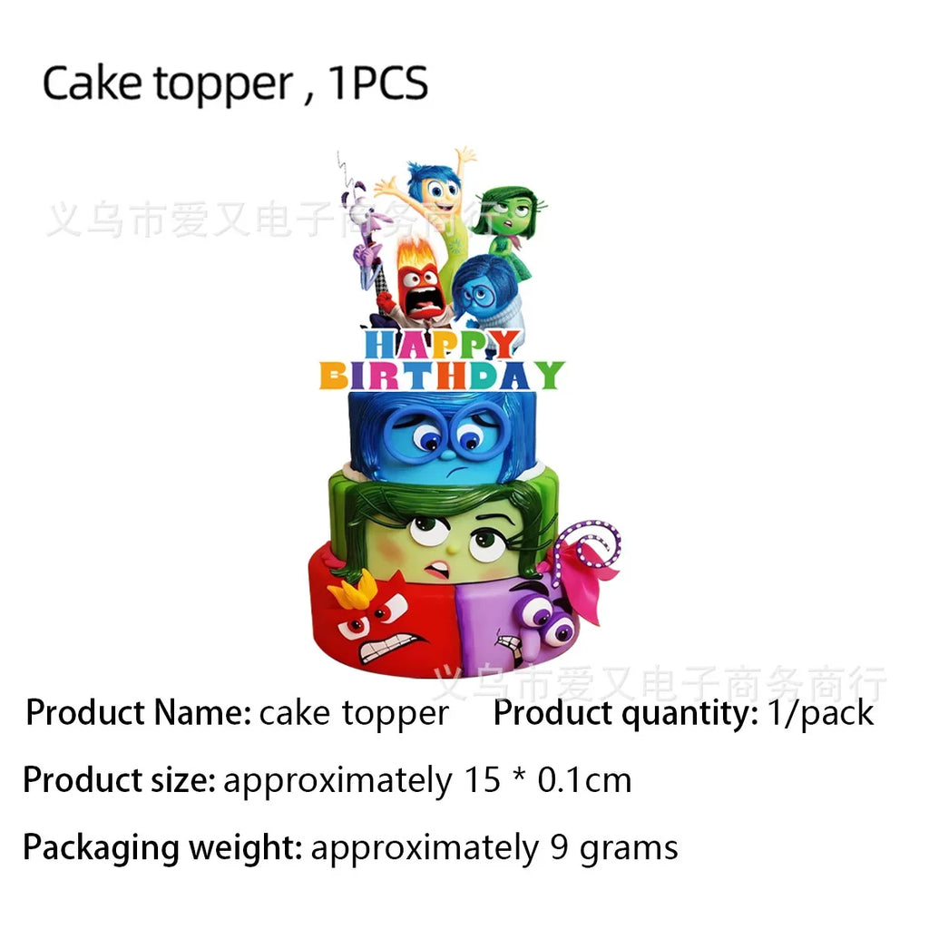 Inside Out 2 Happy Birthday Party Decoration Cartoon Theme Tableware Kit Balloons Joy Sadness Supplies Kids Boy Girl Gift Toys