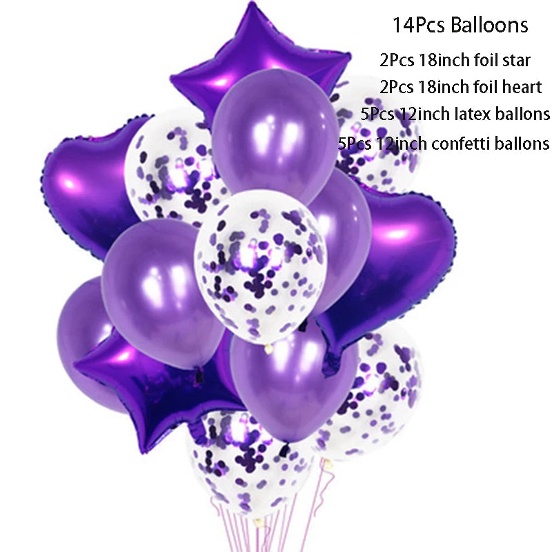 Purple Happy Birthday Banner Party Decorations Purple White Balloons Garlands Lavender Mermaid Birthday Themed Party Streamers