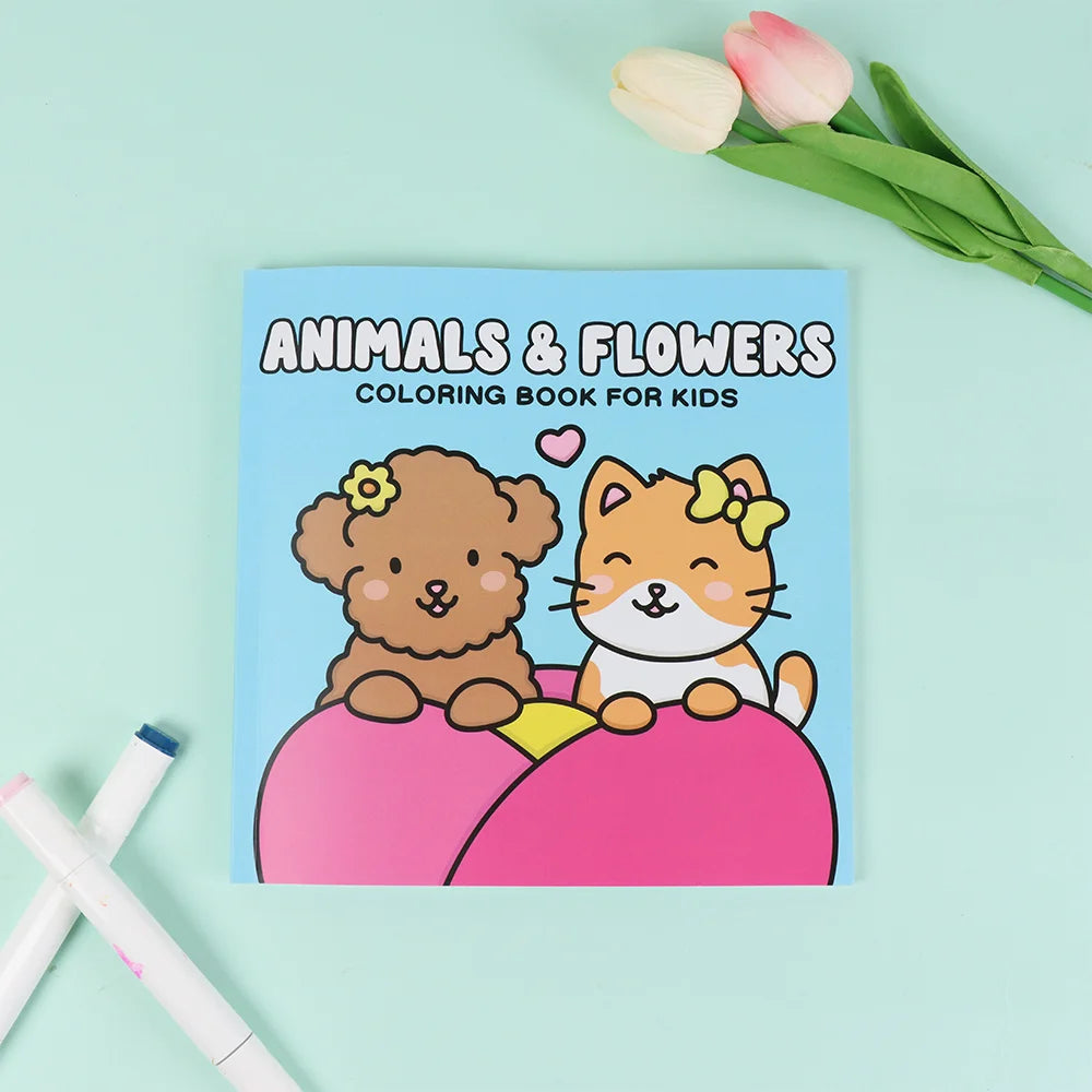 A bold and simple coloring book with bright and beautiful animals and flowers, a relaxing and relaxing coloring book for adults