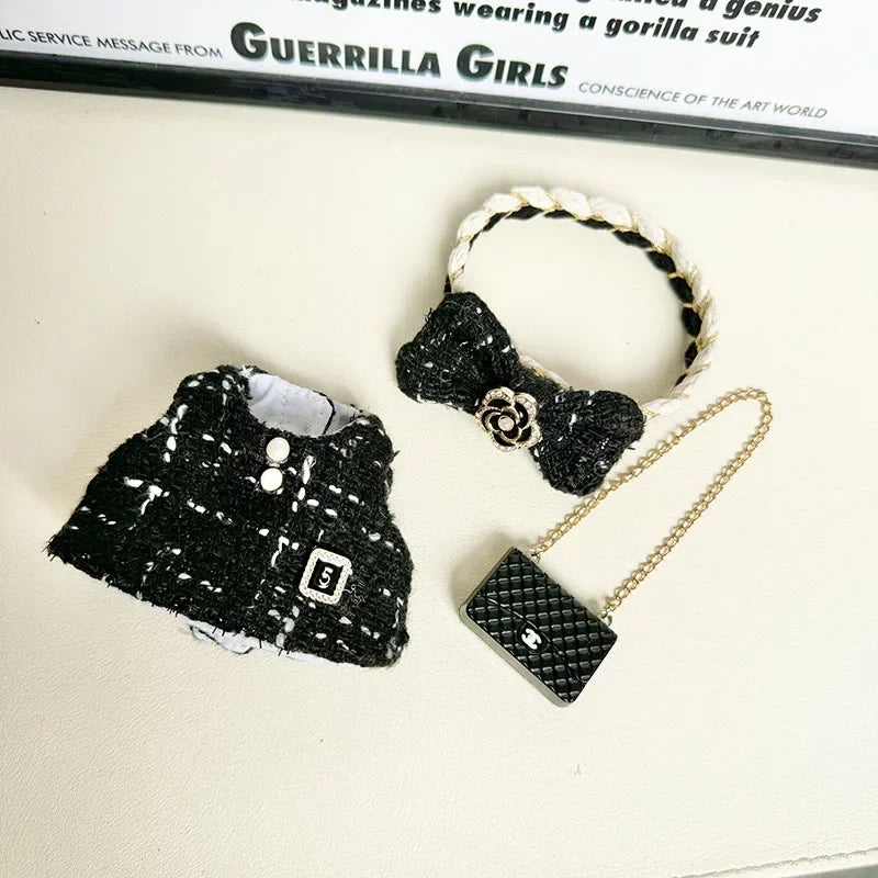Cute 17cm Labubu Idol Doll Outfit Camellia Dress Bag Shoes Set The Monster Sitting Party Collection Mini DIY