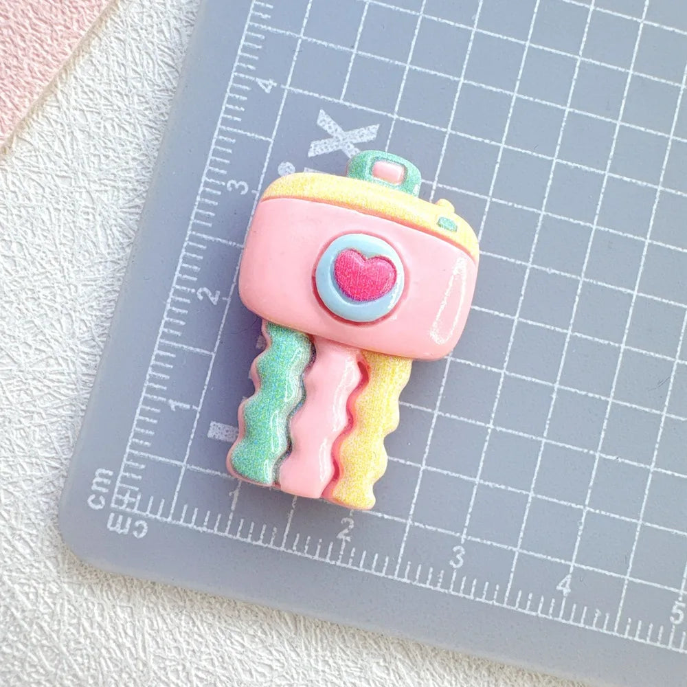 20pc Balloon Camera Fruit Tree Cartoon Resin Charms DIY Cream Gel Hair Clips Scrunchies Phone Case Craft Supplies for Kids Girls