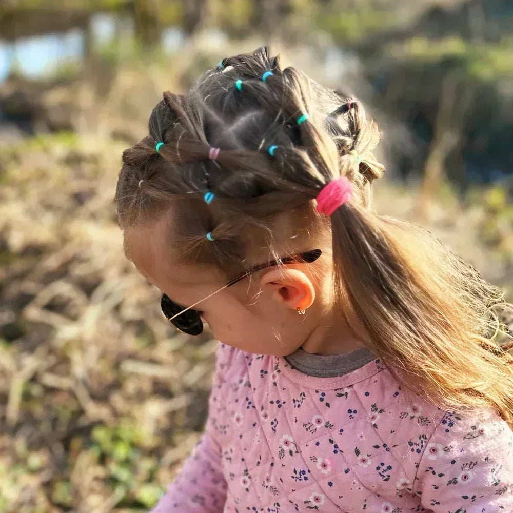 500pcs Girls Colourful Disposable Rubber Band Hair Ties Headband Children Ponytail Holder Bands Kids Hair Accessories Scrunchie