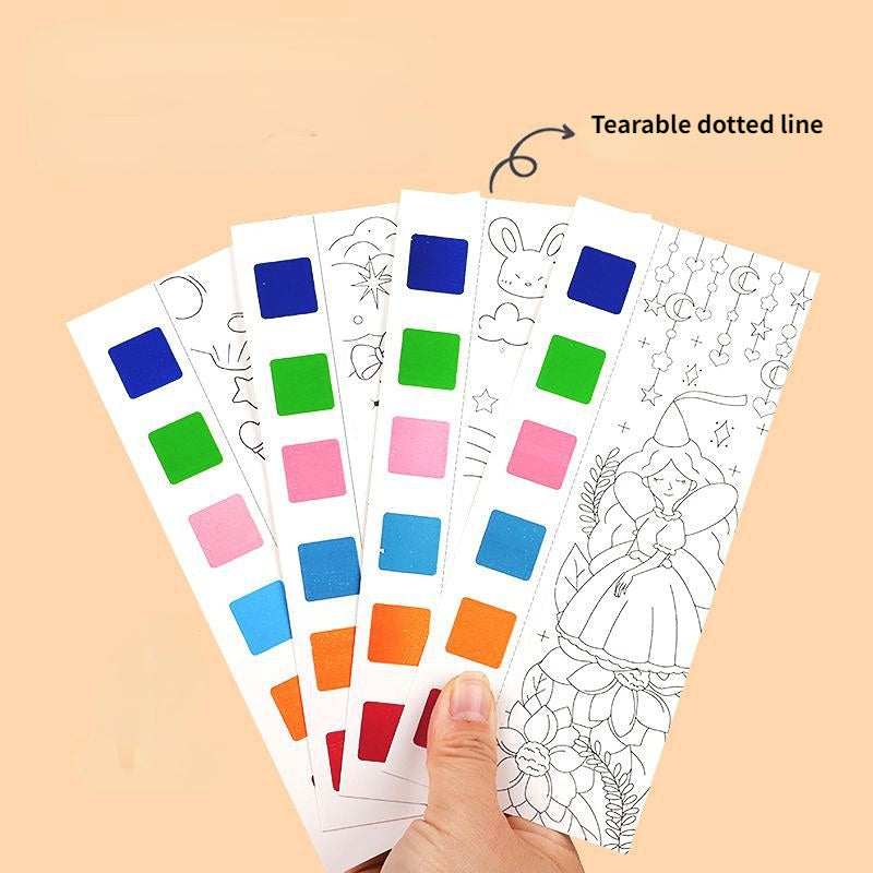 Painting Water Children Coloring Book Watercolor Book DIY Handmade Portable Note Book Watercolor Paintbrush Learning Kids Toys