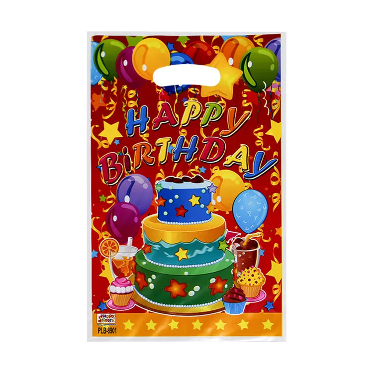 20pcs Printed Gift Bags Polka Dots Plastic Candy Bag Child Party Loot Bags Boy Girl Kids Birthday Party Favors Supplies Decor