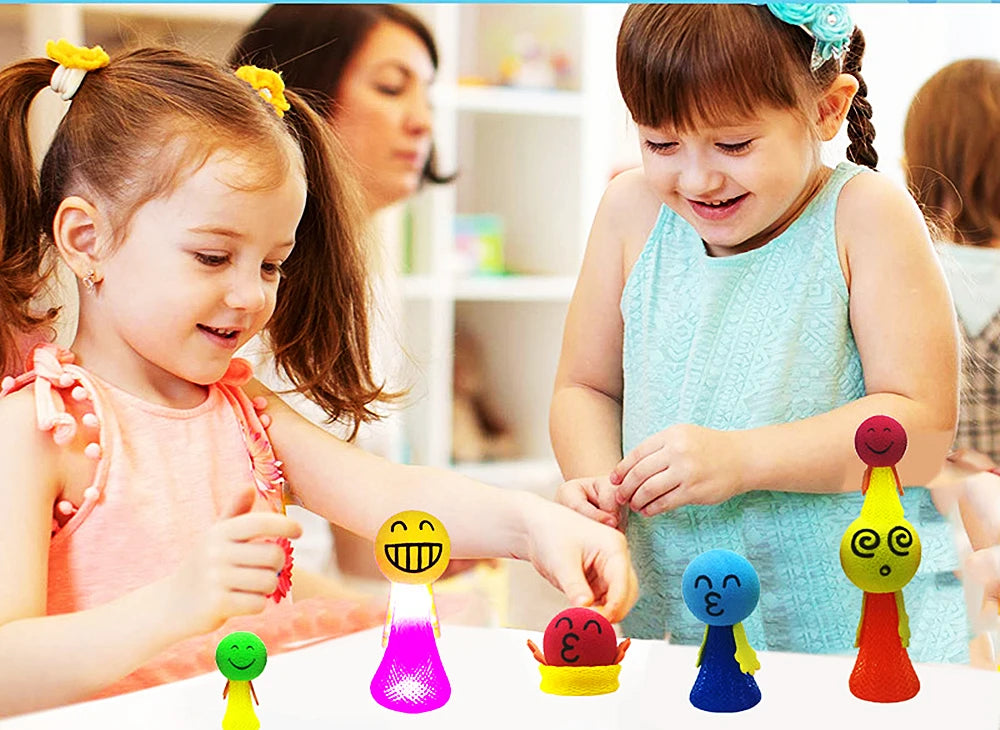 12Pcs Fun Bouncing Doll Games Kids Party Goodies Toys Birthday Gifts Souvenir Pinata Filler Kindergarten School Reward Toys Bag