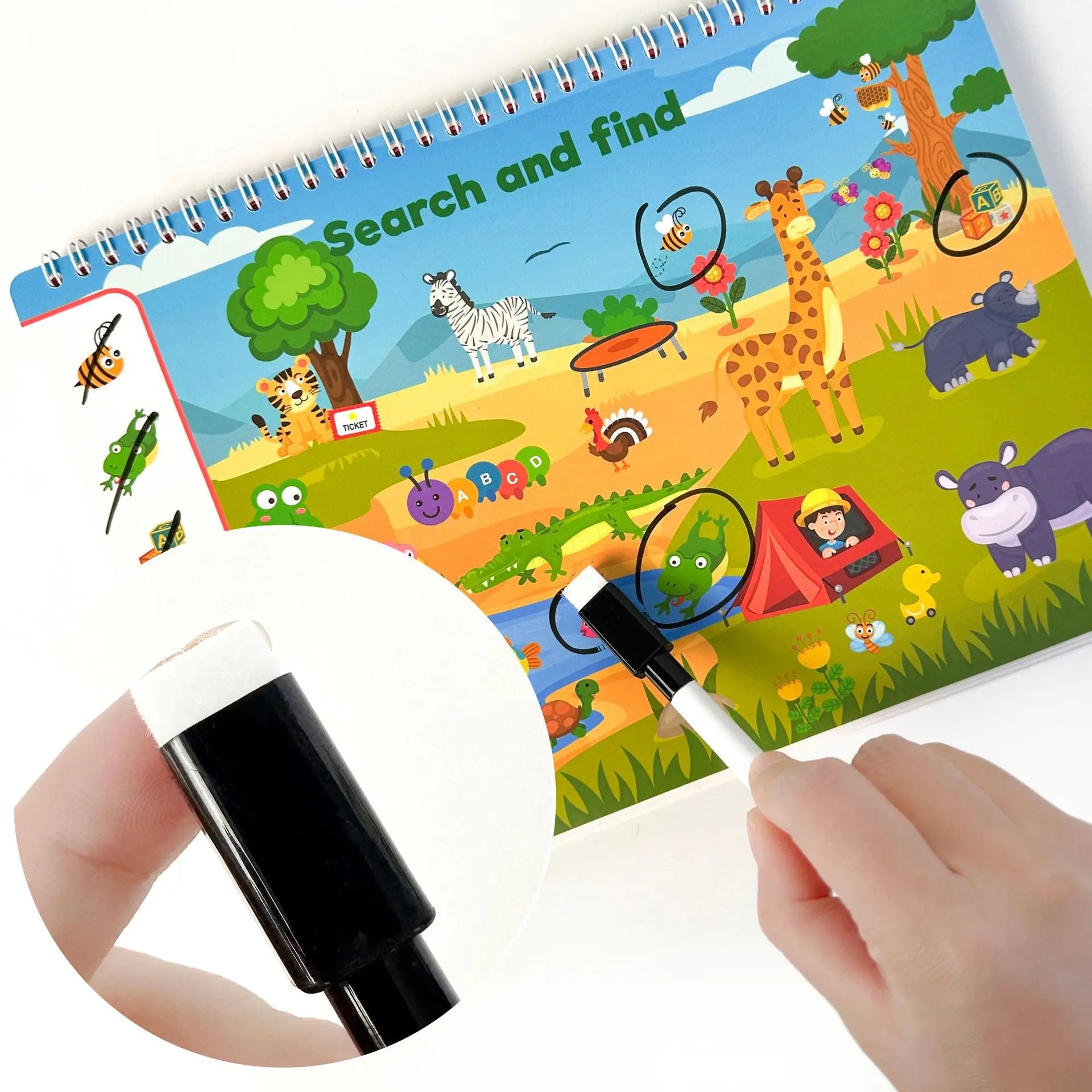 Kids Busy Book Activity Set - Montessori Learning, 14 Themes, Reusable Stickers & Drawing, Gift Box - Early Education Toy