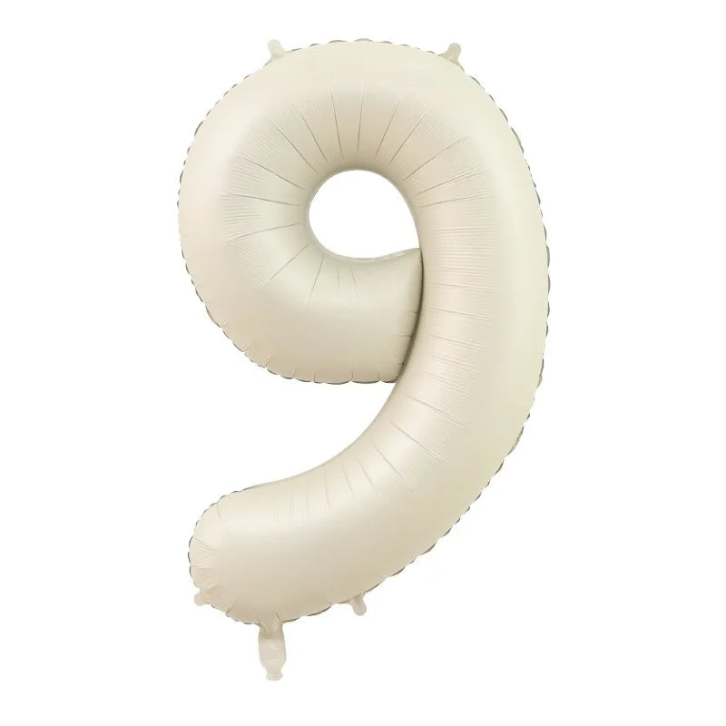 32/40Inch Cream Color Number Balloons 1-9 Large Digital Foil Helium Ball Girl Kids Adult Happy Birthday Party Decoration Wedding