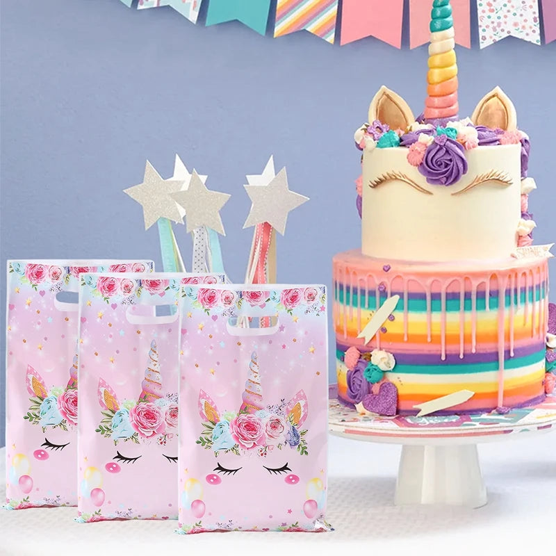 Rainbow Unicorn Handbag Candy Bag Happy 1st Birthday Party Decorations Kids Favors Gift Unicorn Box Baby Shower Girls Supplies