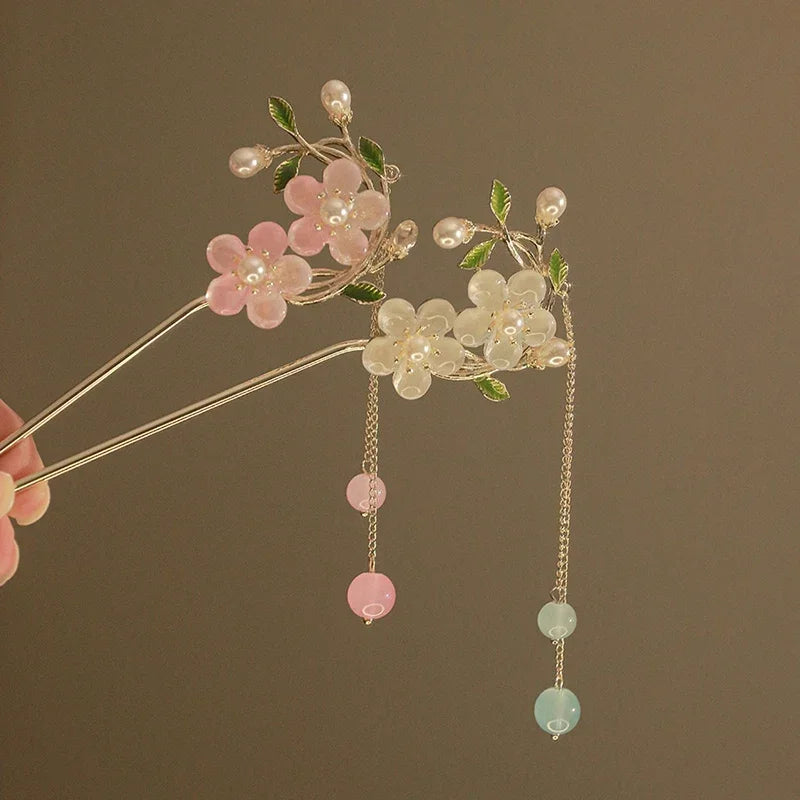 Retro Antique Tassel Phoenix Student Pearl Rhinestone Butterfly Hair Stick Jewelry Wedding Hair Accessories Charm Metal Hairpins