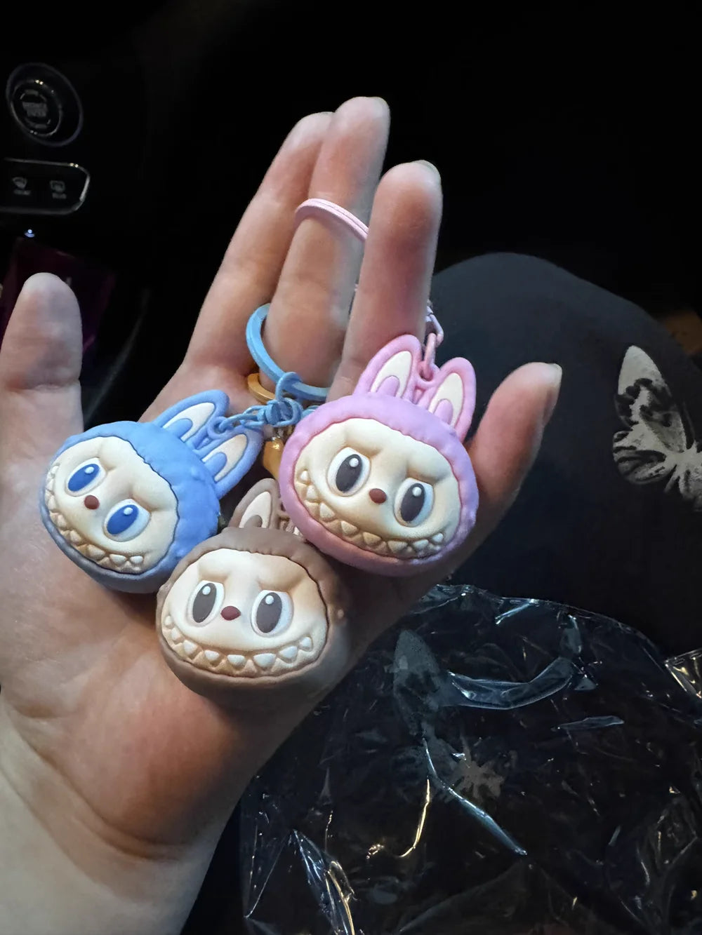 Cute Labubu Doll Pendant Keychain Exquisite Doll Fluff Pvc Toy Phone Ornaments Bag Charms Car Key Chain Kawaii Accessories Gifts