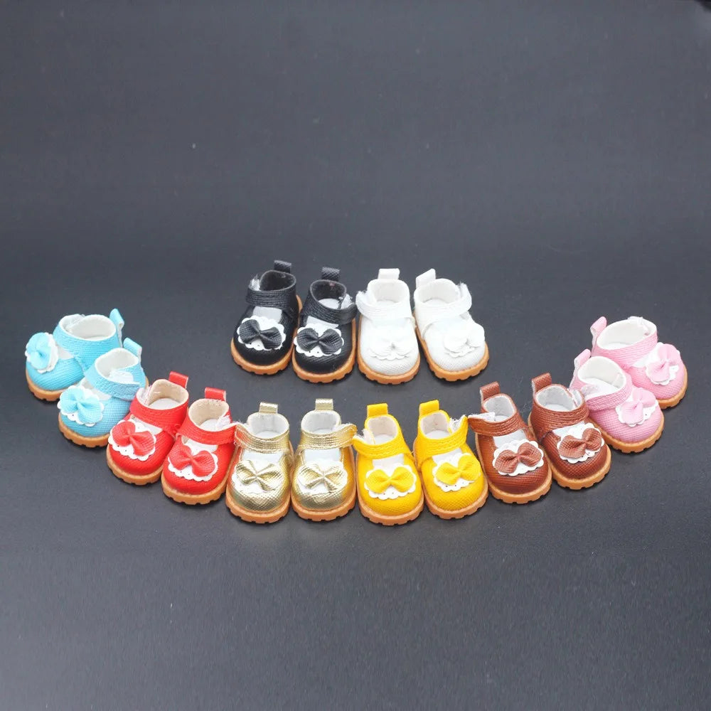 Doll Leather Shoes Labubu Bow Shoes for 17cm Labubu 10cm EXO /Cotton Doll Finger Shoes