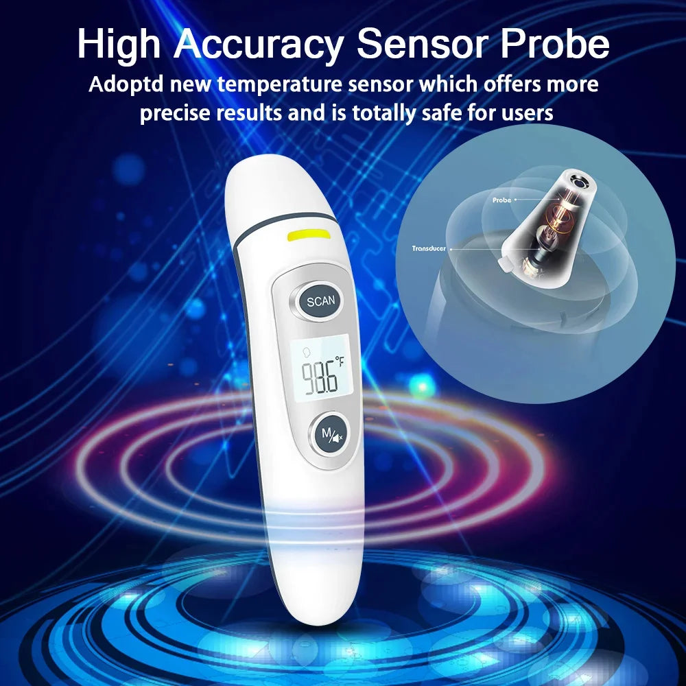 Forehead Thermometer for Adults Baby and Kids Digital Infrared Thermometer Non-Contact Thermometer with LCD Screen Fever Alert
