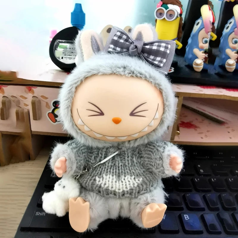 17cm labubu clothes outfit Plush doll clothes Macaron Cute Clothing DIY Kid Gift  Dog Clothes Hair accessories v1 v2 clothes