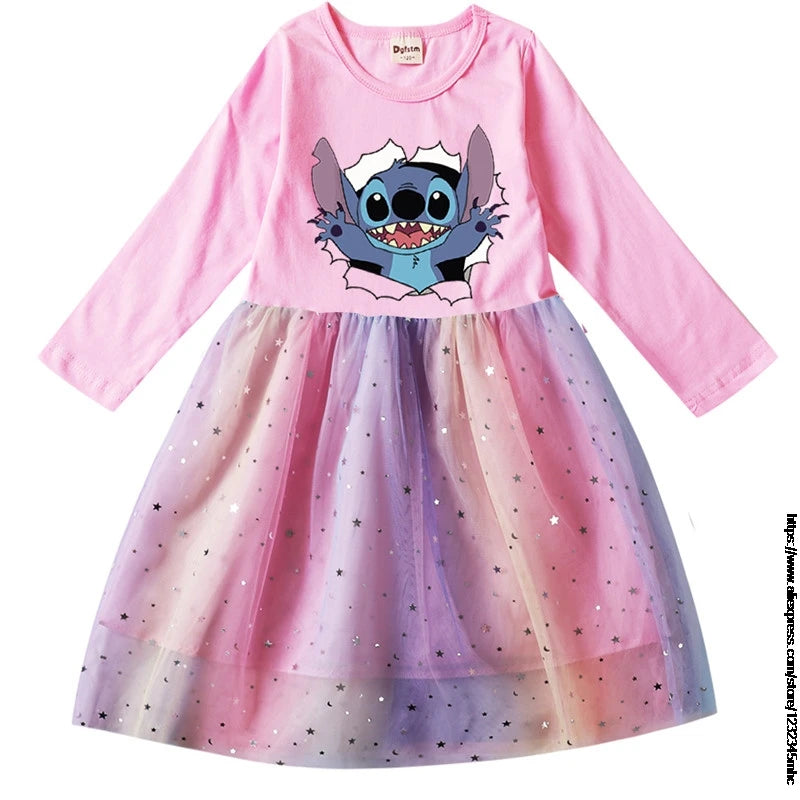 Spring Summer New Children Day Girl Dress Cosplay Costume For Lilo And Stitch Girl Lace Party Birthday Pincess Children Clothing