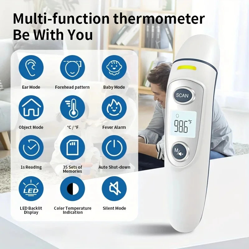 Forehead Thermometer for Adults Baby and Kids Digital Infrared Thermometer Non-Contact Thermometer with LCD Screen Fever Alert