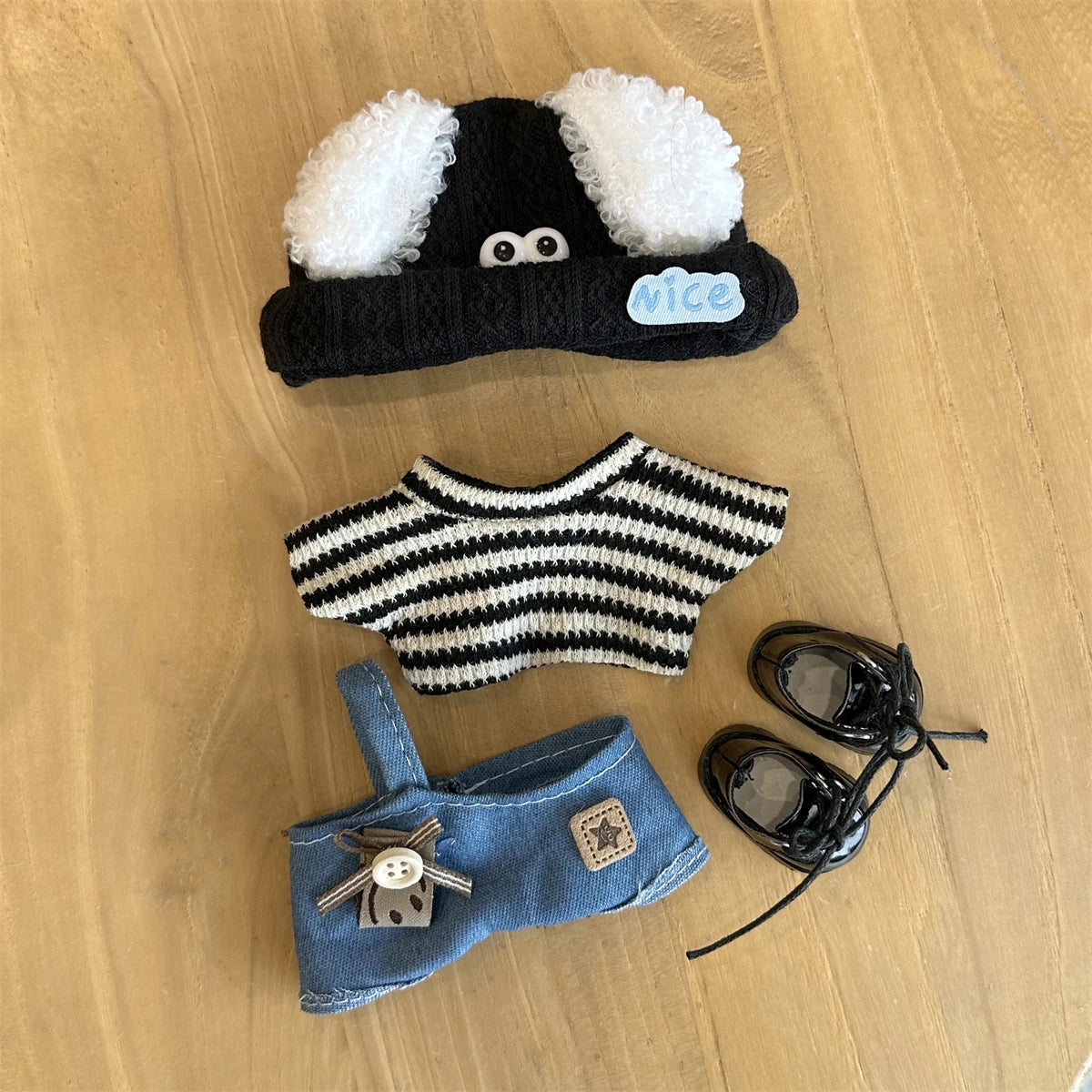 17cm Mini Plush Doll'S Clothes Outfit Accessories For Korea Kpop Exo Labubu Idol Striped clothes eyes shoes suit Clothing Gift