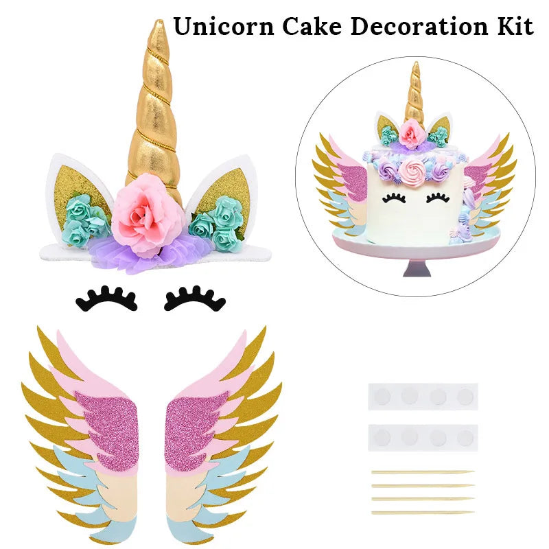 Rainbow Cake Toppers Baby Shower Girl 1st Birthday Party DIY Decoration Kid Cupcake Wrapper Wedding Unicorn Theme Party Supplies
