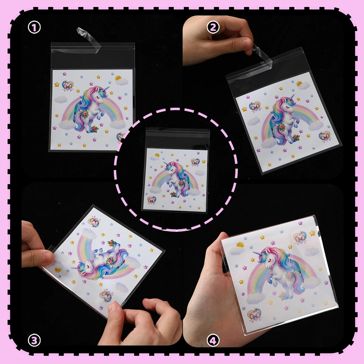 50/100Pcs Unicorn Party Gift Bags Birthday Party Decoration Candy Bags Packaging Bags Baby Shower Kids Favors Party Supplies