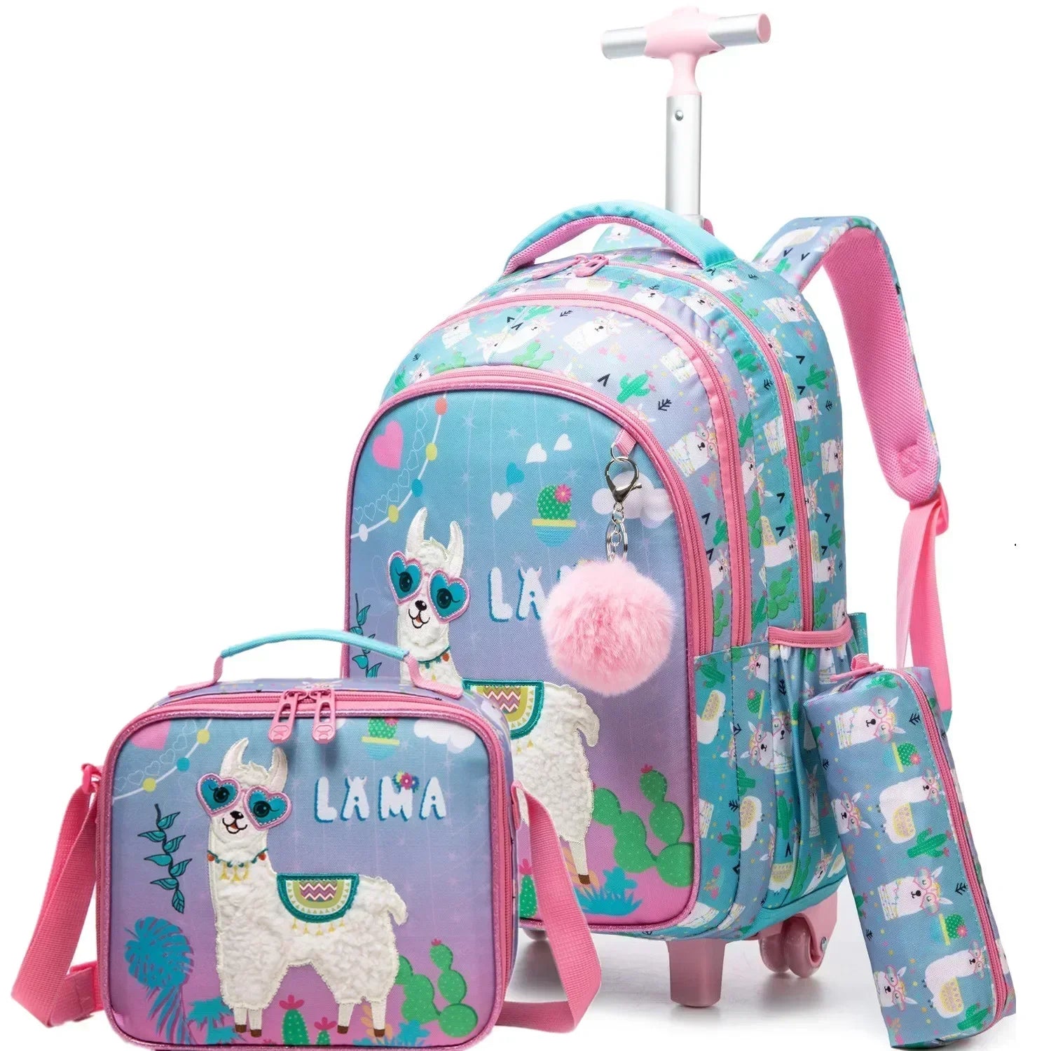 Children's School Backpack with Wheels Kids Wheeled School Bag Teenagers Bag Girls Canvas Backpack Travel Luggage Trolley Bags