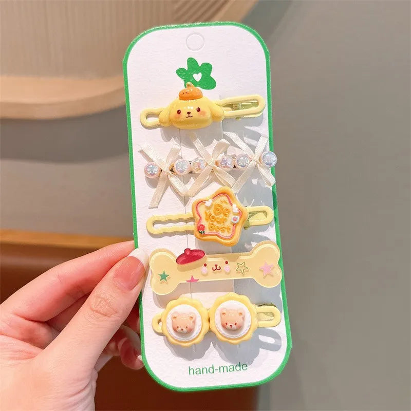 Sanrio Kawaii Melody Cinnamoroll Headdress Cartoon Hair Clip Set Little Girl Charm Bangs Clip Hair Hairpins Hair Accessories