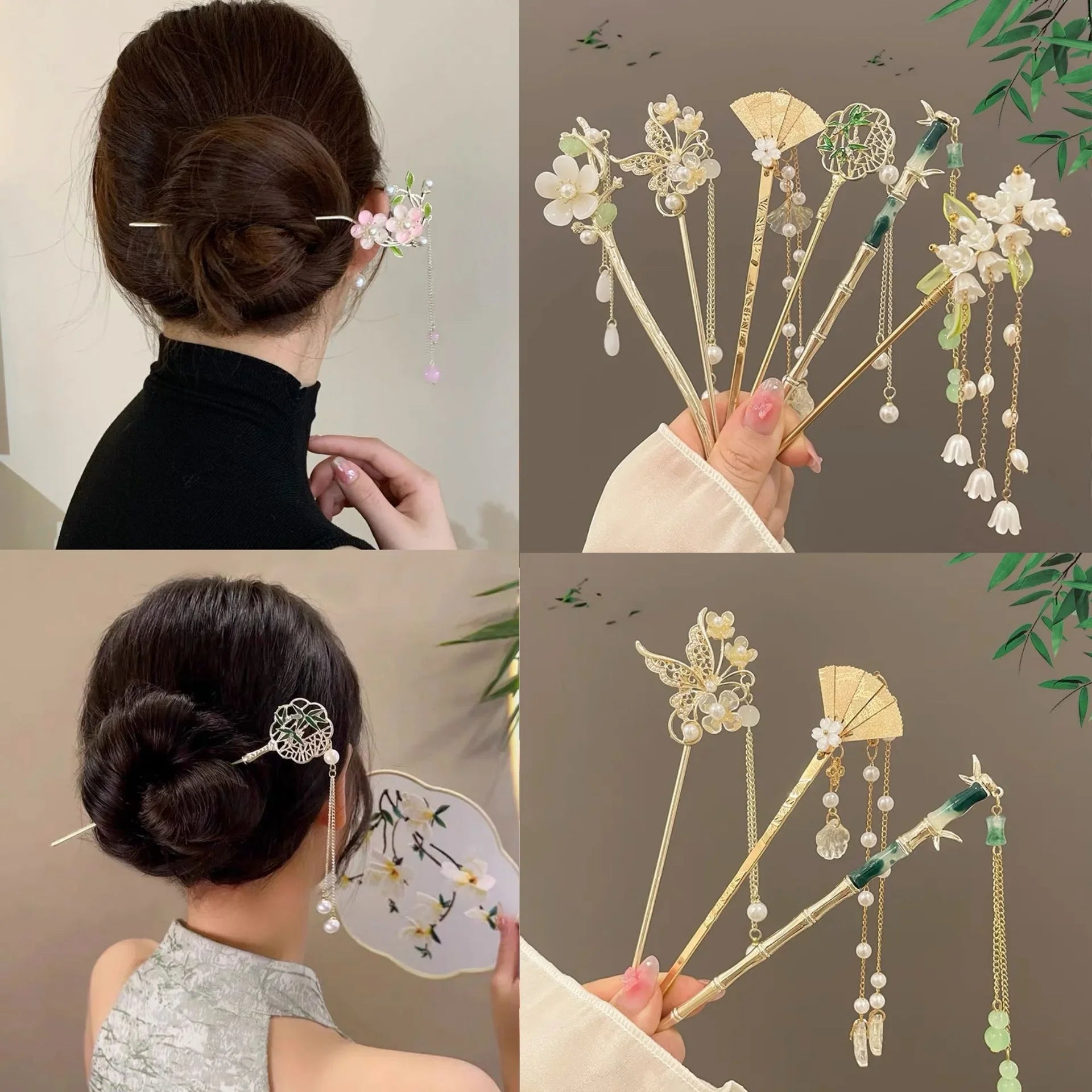 Chinese Style Tassel Hair Clip For Women Hair Stick Pins Flower Handmade Hairpins Charm Jewelry Accessories Hair Ornaments 머리핀